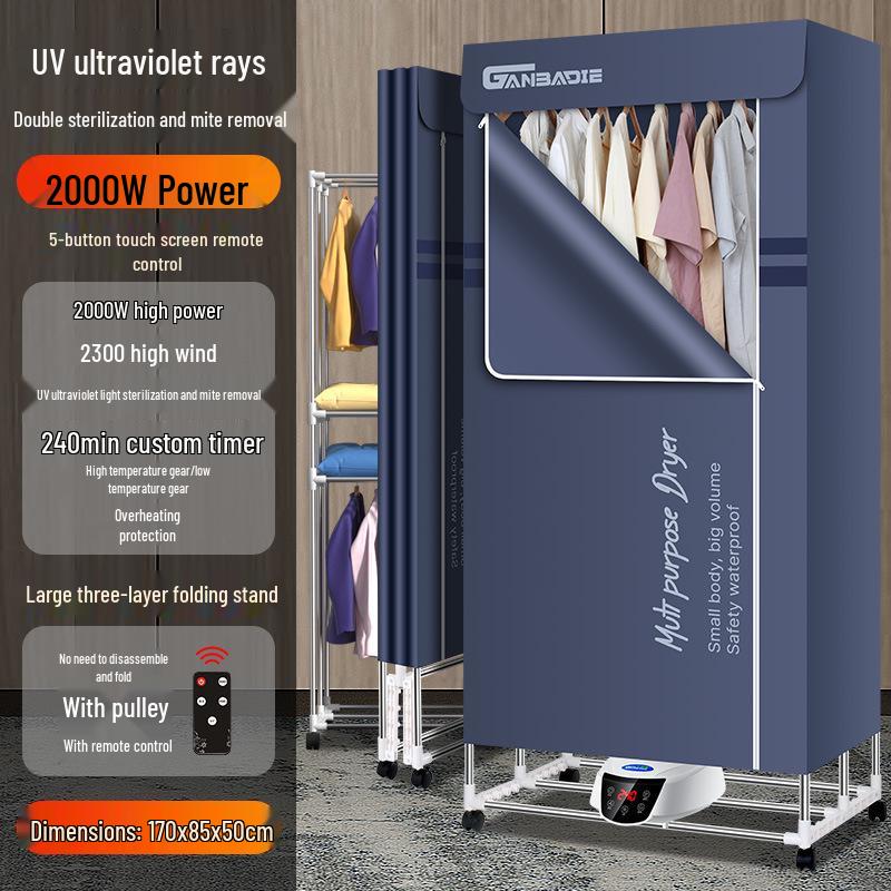 Remote Control Dual-Layer Clothes and Shoe Dryer with Timer