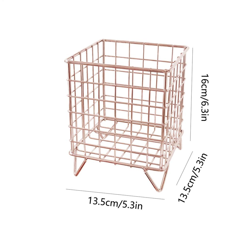 

Mini Stainless Steel Desktop Toy Storage Basket Anti-moisture Coffee Pod Basket Holder File Sticky Notes Storage Box рожевий
