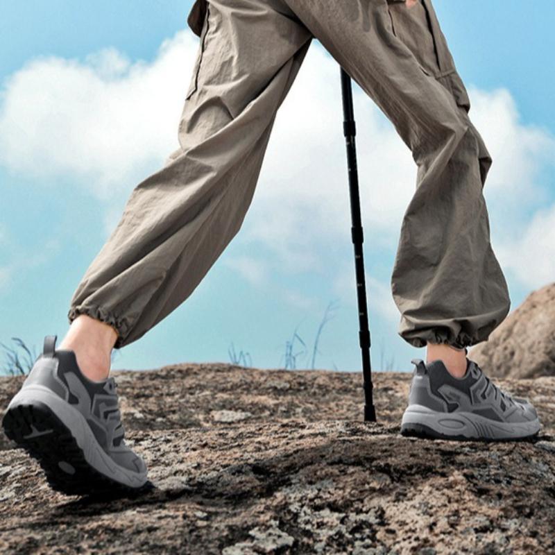 Breathable Mesh Hiking Sneakers Men's Thick-soled Outdoor Trekking Camping Shoes Male Elastic Climbing Shoes Wear-resistant