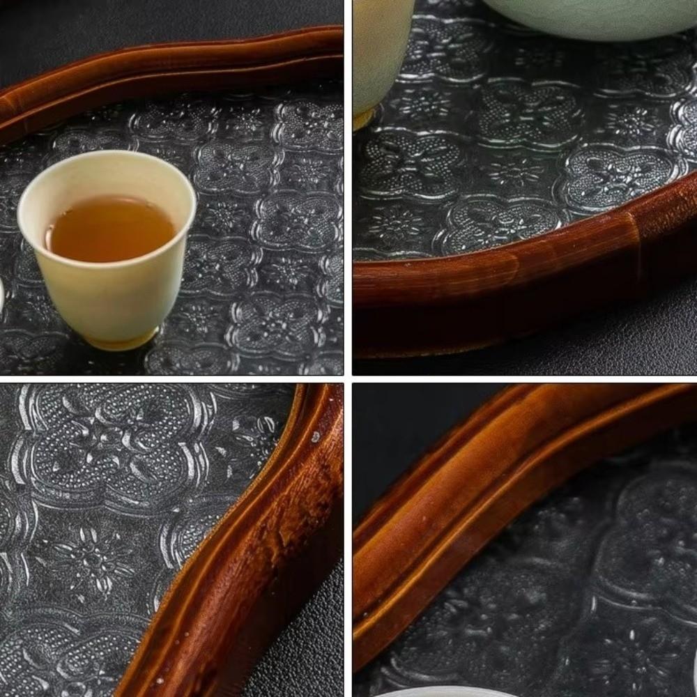 Elegant Oval Oval Glass Tea Set Multi-functional Glass Storage Box Wooden Wooden Tray Fruit Display