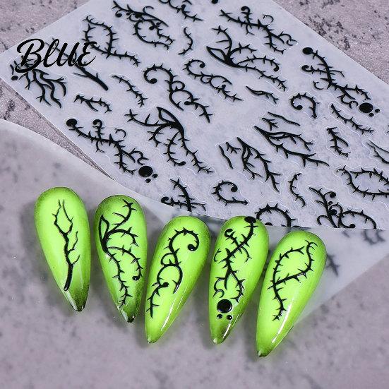 Gothic Nail Stickers Women for Halloween Spooky Ghost Pumpkin Spider Web Bat Long Lasting Decals Thorns Manicure Decal DIY Art Supplies Holiday