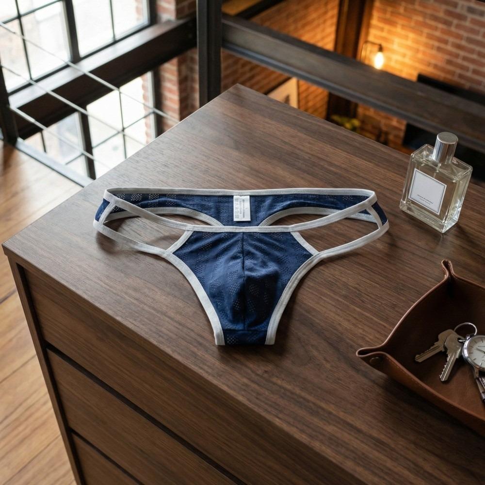 Fashion Hollow Men's Thongs Low Waist Briefs Men's Underwear Ultra-thin Mesh Underpants Men
