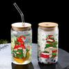 Bow Tie Cola Cup: 16oz Cross-Body Glass with Bamboo Lid & Straw for Hot/Cold Drinks