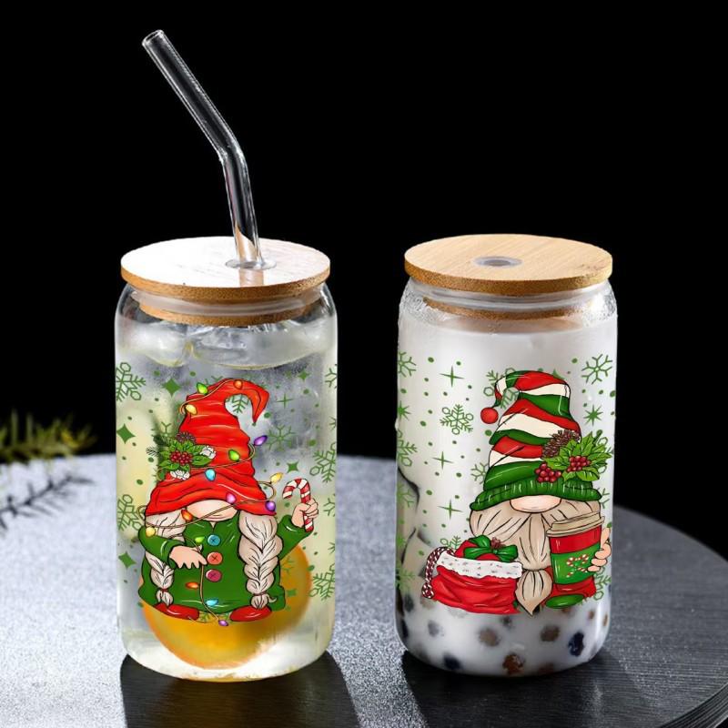 Bow Tie Cola Cup: 16oz Cross-Body Glass with Bamboo Lid & Straw for Hot/Cold Drinks