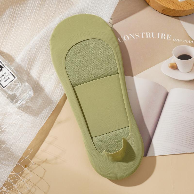 Dámské ledové hedvábí zahuštěné dno lodičkové ponožky nárazuvzdorné protiskluzové silikonové pohodlné neviditelné ponožky