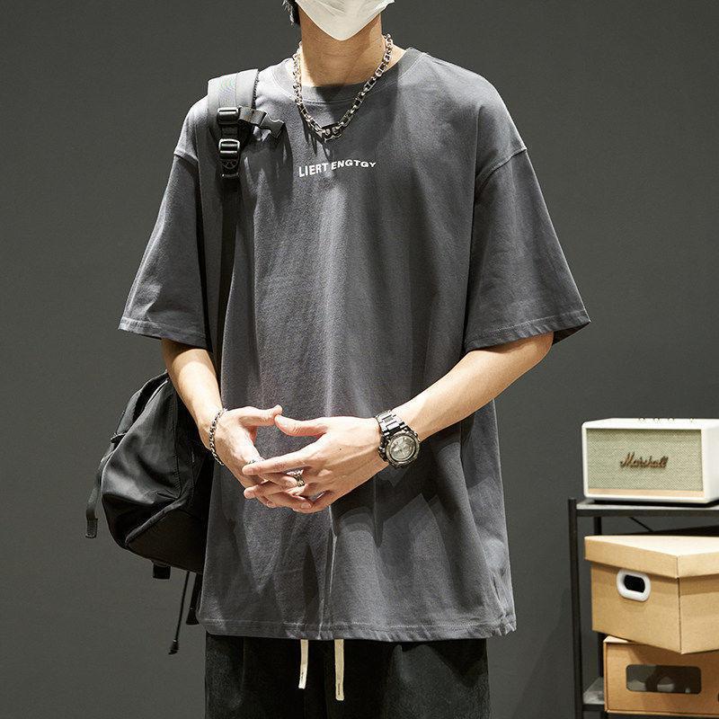 Cotton Fashion Brand Half Sleeved Short Sleeved T-shirt for Men Men's Fashion Versatile Shirt