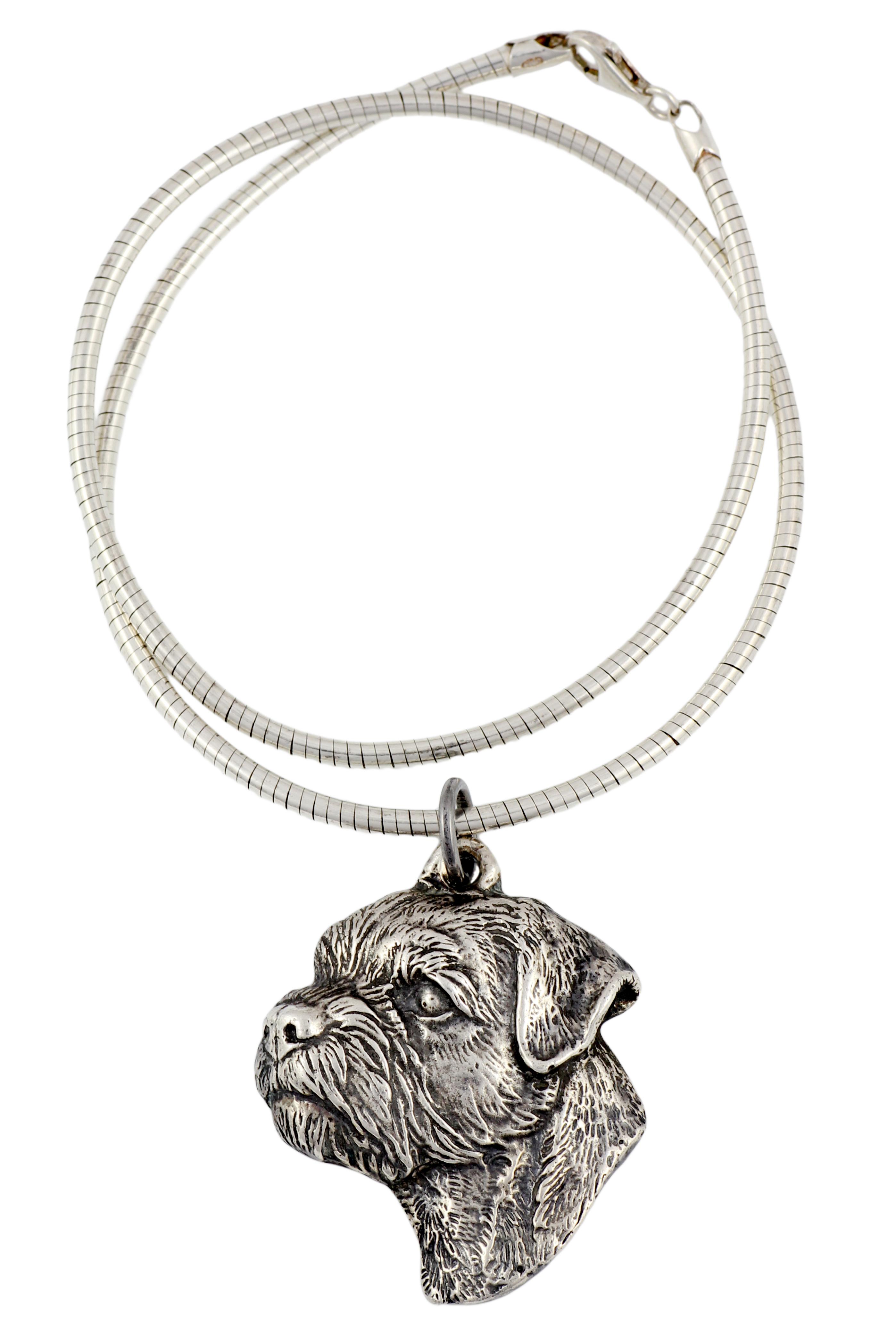

Border Terrier - Dog necklace, unique jewellery for the dog fan, unique adder pendant by Art-Dog brand срібний