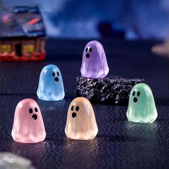 20/50/100Pcs Glow-in-the-dark Halloween Ghost Figurine Mini Cartoon Ghost Resin Statue Luminous Miniature Ghost Ornament Desktop Decoration