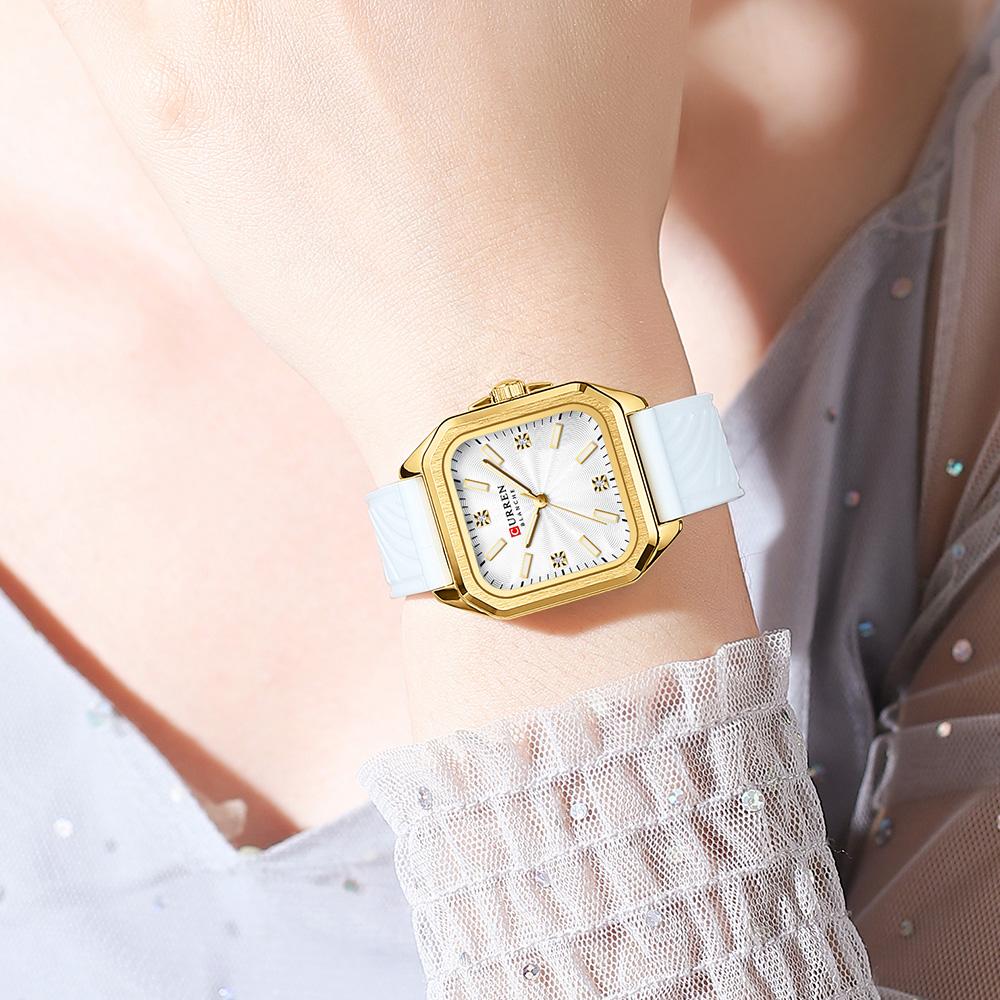 CURREN Fashion Square Women Watches Casual Silicone Strap Quartz Watch for Girls Clock Reloj Mujer With Box