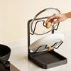 Pot Lid Holder Rack with Drain Tray Space Saving Kitchen Organizer for Pan Lid, Spoon Spatula, Cabinet Countertop Storage