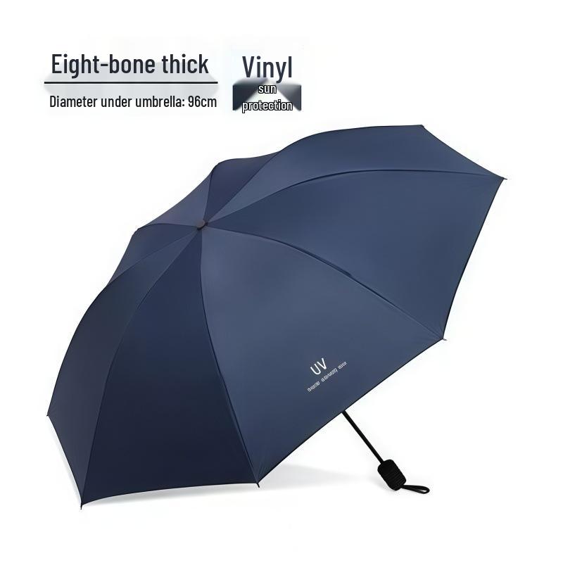 Fully Automatic Dual-Use Folding Umbrella with Logo - Sun & UV Protection, Black Glue Sunshade for Sunny/Rainy Days.