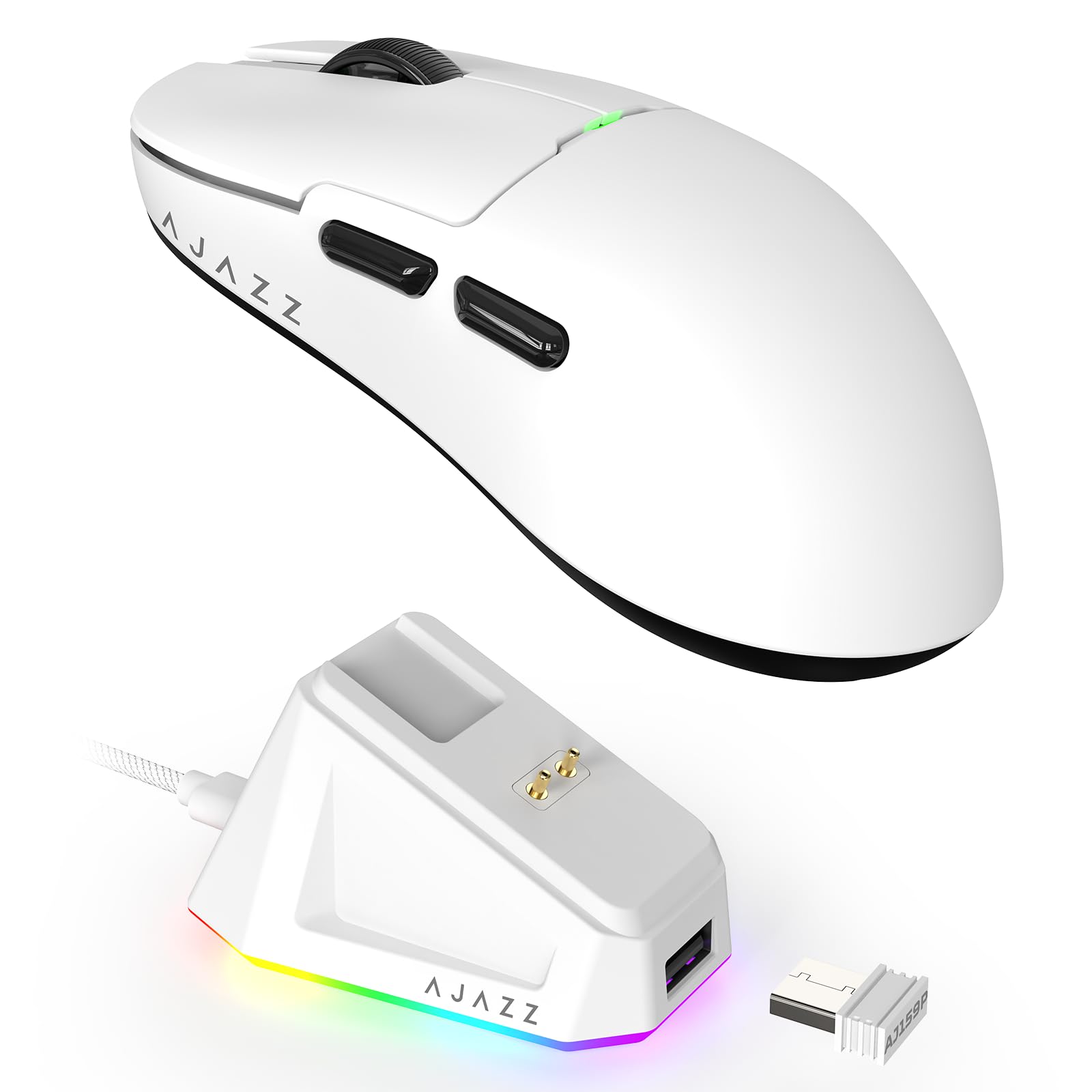 

A.JAZZ X ATTACK SHARK AJ159P Gaming Mouse, Ultra-Lightweight (56g), Wireless 2.4GUSB TYPE-C, PAW3395 Sensor, 26000 DPI, DIY, Portable, Ergonomic,