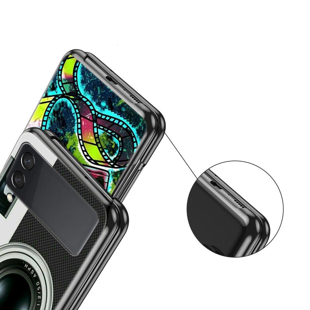 Retro Camera Hard PC Phone Case For Samsung Galaxy Z Flip 7 6 5 4 Black Cover For Galaxy Z Flip 3 Foldable Shell Fundas Capa Bag