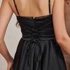 Lace splicing suspender dress, European and American sexy backless strap pleated A word short dress