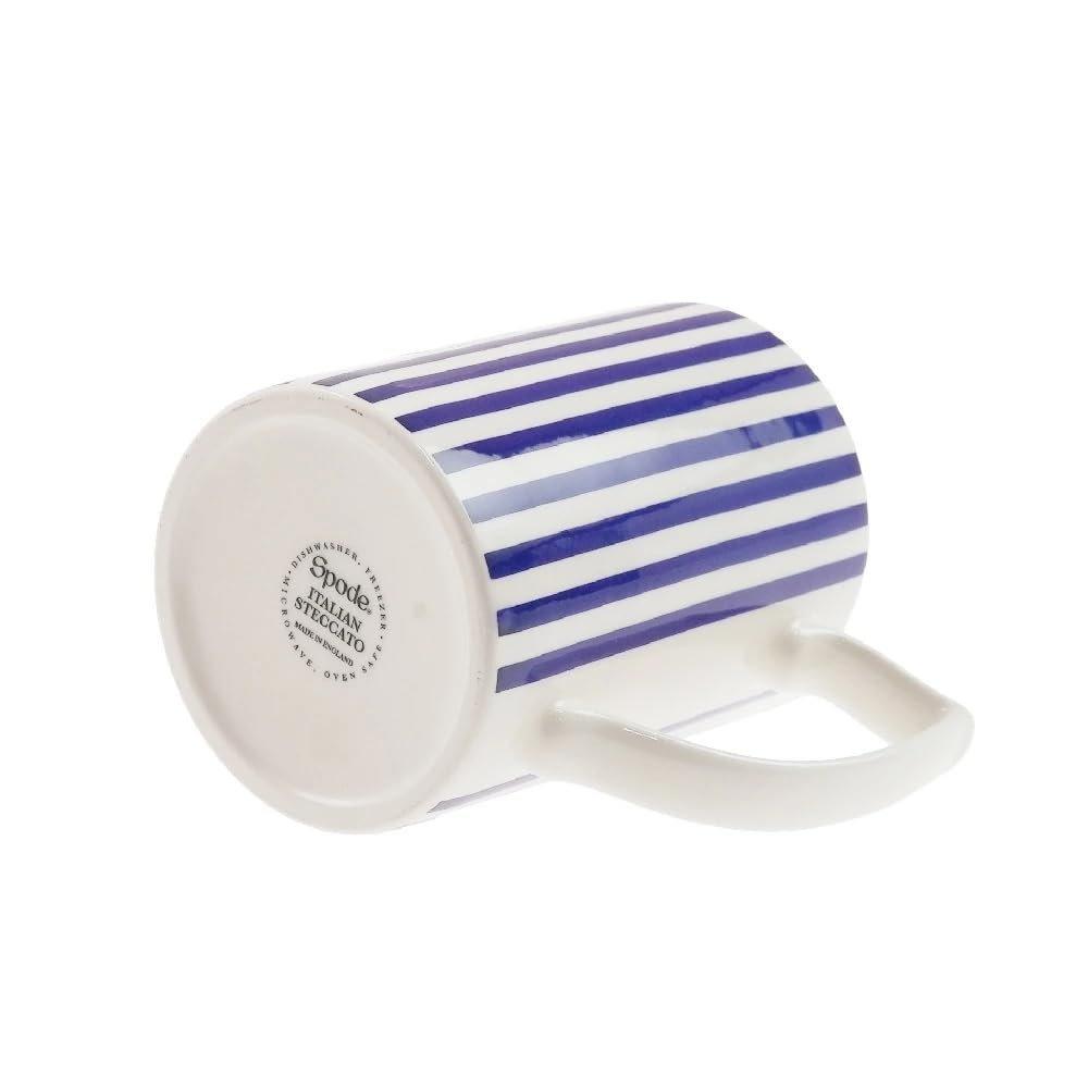 Spode Steccato Mug 350ml Narrow Stripe Cobalt Blue Ceramic Coffee Tea Cup