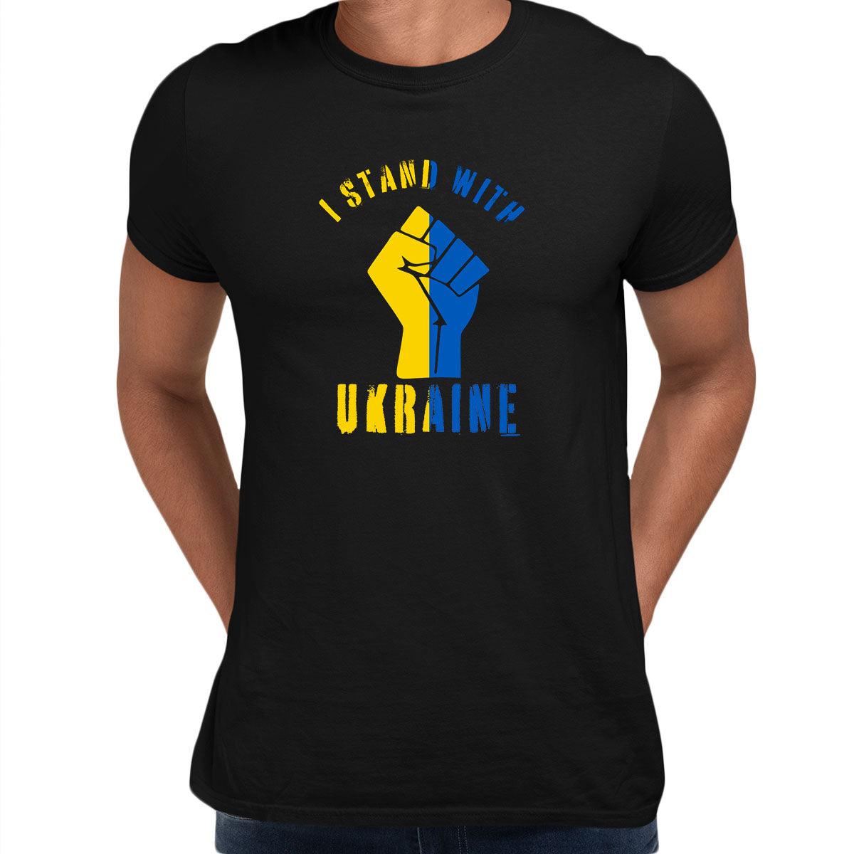 

I Stand with UA T-Shirt Ukrainian Support Short Sleeves Tops XXXL чорний