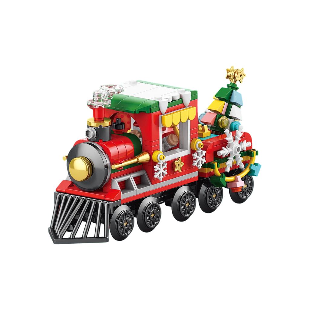 Christmas Building Block Toys, Old Man Train Sleigh, Children's Gift