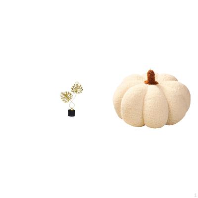 Pumpkin Sculpture Pillow Ornament Collectible Artwork Decorative Statue for Desk Sofa Bed Cabinet
