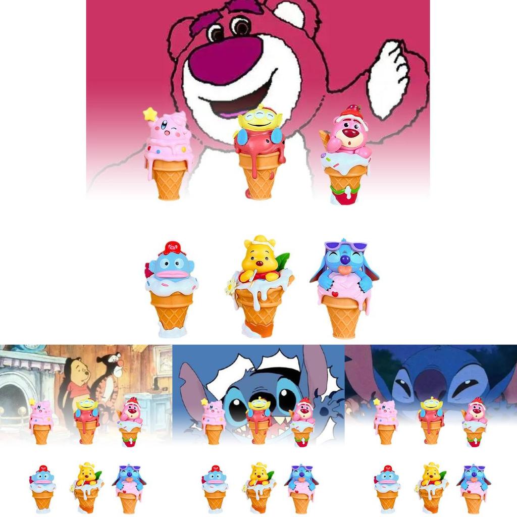 Adorable Disney Winnie The Pooh Strawberry Ice Cream Cosplay Doll Set 9.5cm Pvc