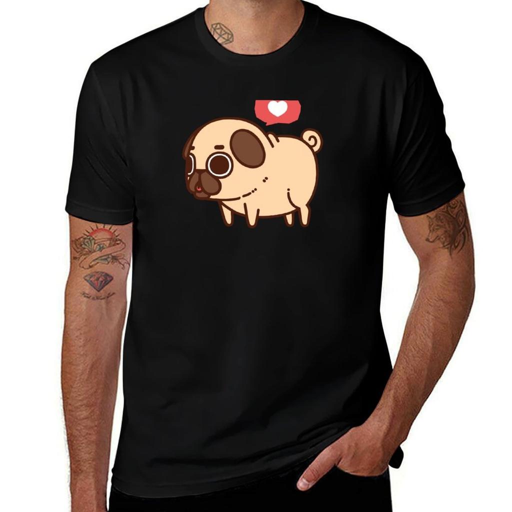 Puglie Pug Tshirt Casual Fashion Short Sleeve Cotton Tshirt