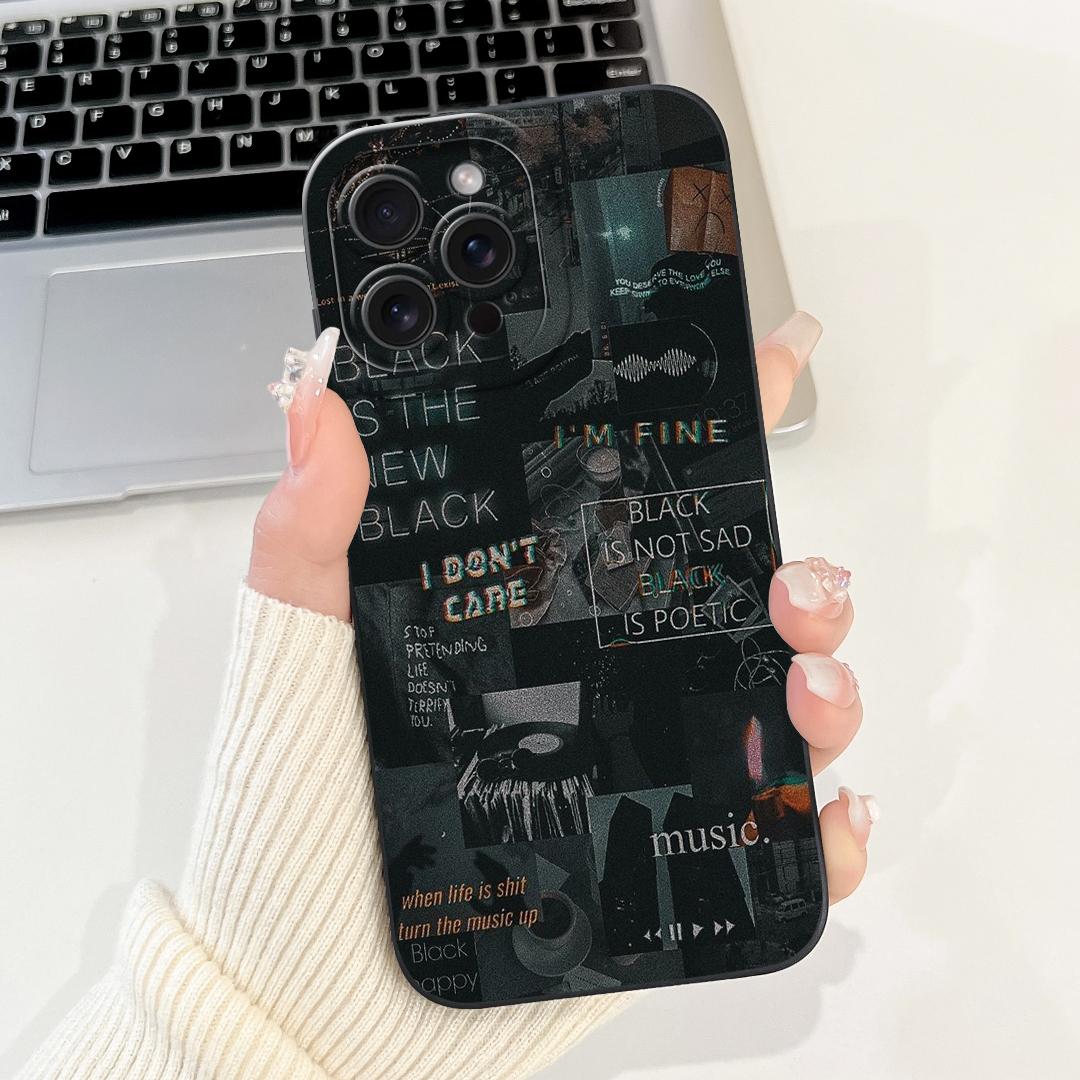 For iPhone 15 Pro Max 15 Plus Phone Case Soft Matte Silicone Coques Avocado Moon Stats Sky Gothic Style Pattern iPhone 15 Series iPhone 15 Plus