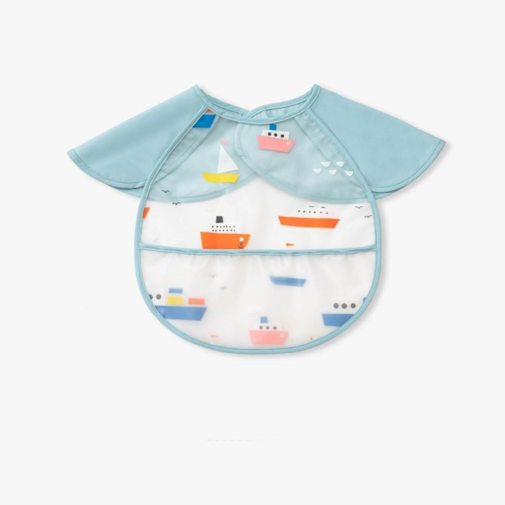 Cartoon Print Baby Bibs Oil Proof Drawing Apron Simple Feeding Bib  for 0-3 Years