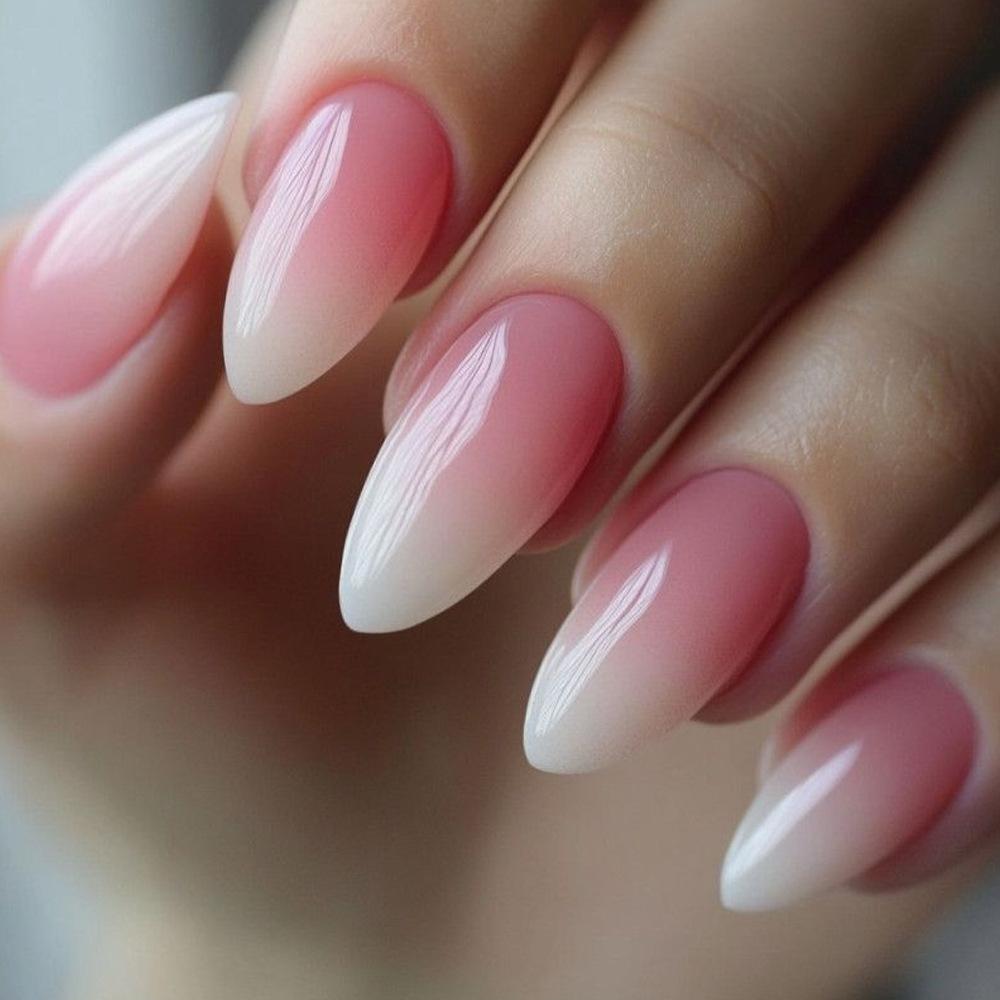 24 Stück Lange Stiletto Press-On Nägel Gradient Pink Weiß Falsche Nägel Spitzen DIY Maniküre Falsche Nägel Für Mädchen