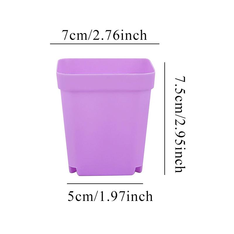 12PCS/Set Colorful Plastic 7cm Square Flowerpot with Tray Office Desktop Plant Grow Container Succulent Pot Garden Nurseries ZYF