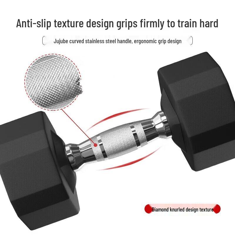 Shun An Lian Dun Rubber-Coated Steel Dumbbell Set with Rack