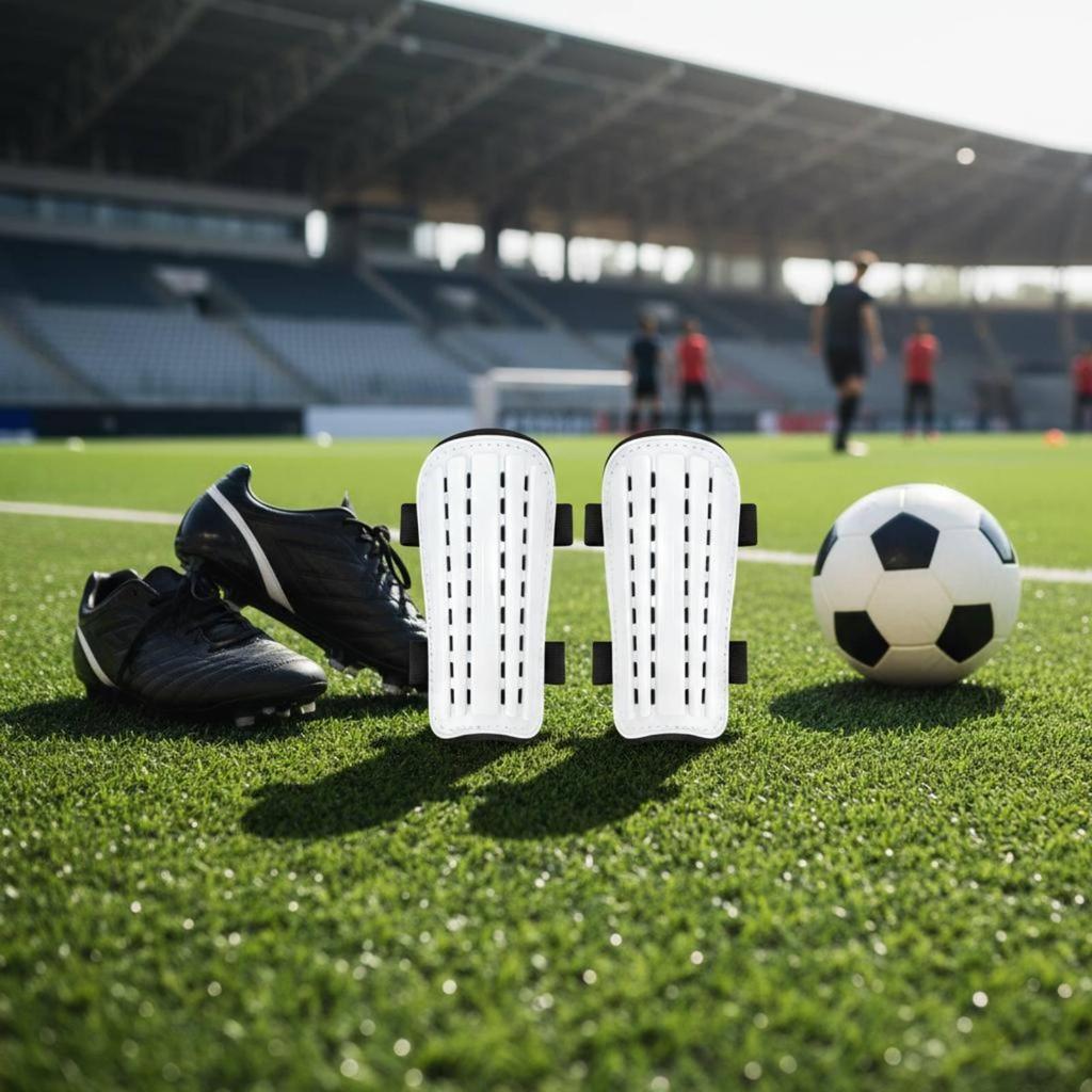 Football Shin Guard Set, Protectors, , Leg Pads with Shockabsorbing Core And Nonslip
