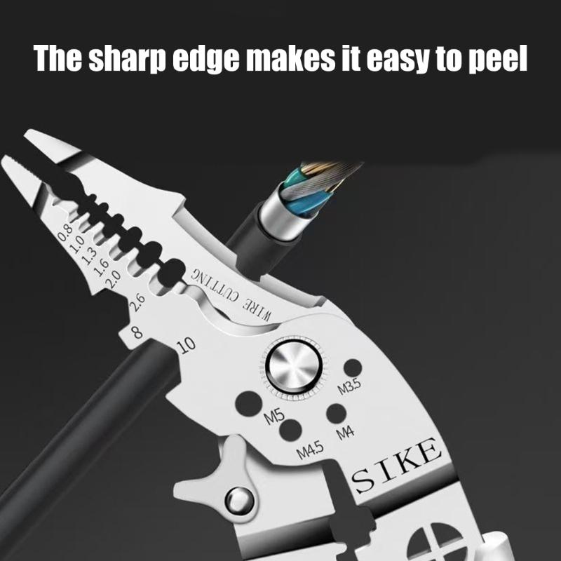 High Carbon Steel Wire Stripping Pliers with Built In Safety Lock for Easy Storage and Portability Home & Industrial Use