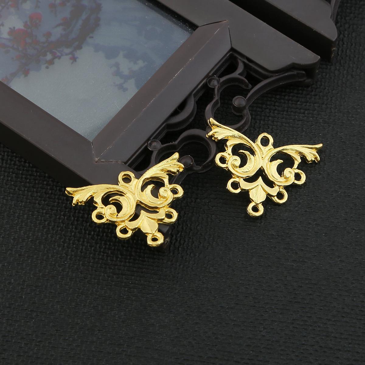 

10 шт. китайские антикварные аксессуары, сплав с несколькими отверстиями, соединительный срез для изготовления ювелирных изделий, сделай сам, палочки для волос, очаровательное украшение 20*26mm золотой