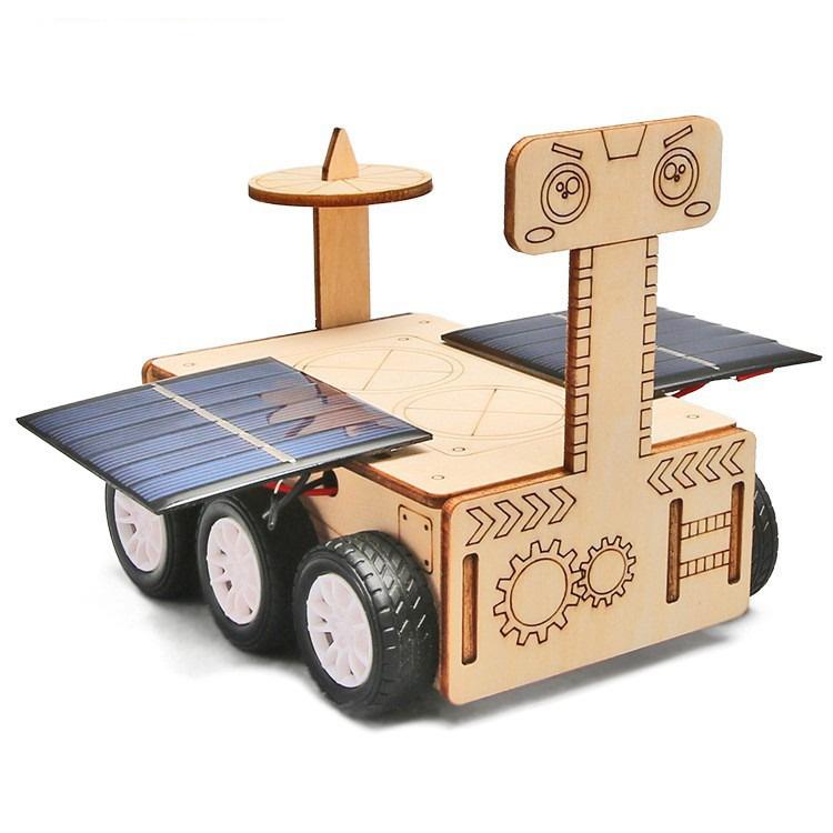 Solar Car Lunar Exploration Vehicle Children'S Diy Hand-Assembled Model Diy 3D Wooden Puzzle Science And Education Toys