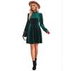 Samtkleid für Damen Winter Casual Hoher Hals Samt Einfarbig Schlanke Taille Kleid Herbst Winter Promi Partykleider
