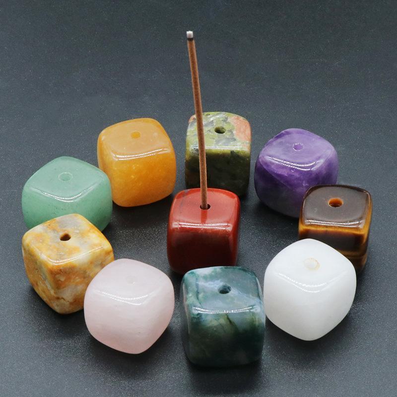 New Natural Crystal Incense Sticks Holder Coil Censer Burner Rock Quartz Stone Base Buddhist Indoor Altar Table Home Decoration