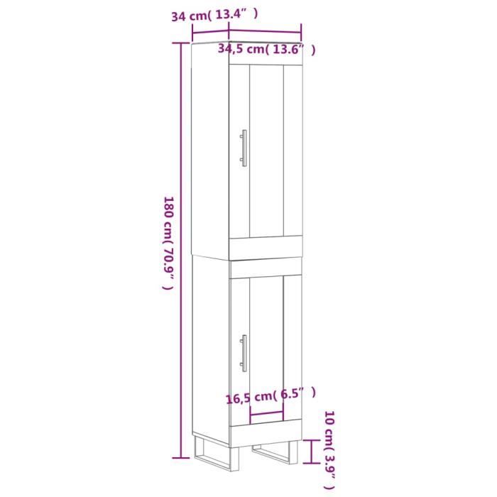 VidaXL Highboard White 34.5x34x180 Cm Engineered Wood 3199513