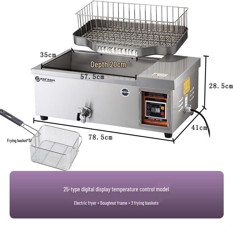 Commercial Deep Fryer: Multi-Functional Large Capacity Automatic Electric Fryer for Dough Sticks and Twists.