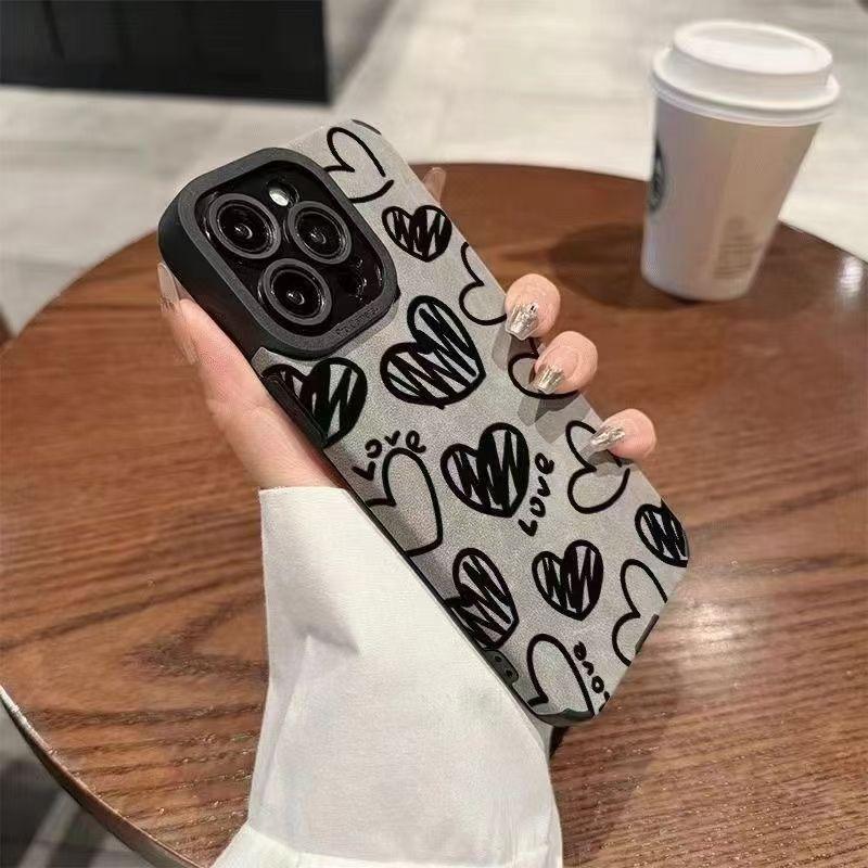 Graffiti Love Is Suitable for IPhone16ProMax IPhone Case with Dirt Resistance and Full Coverage of Overturned Fur Anti Shock Soft Case