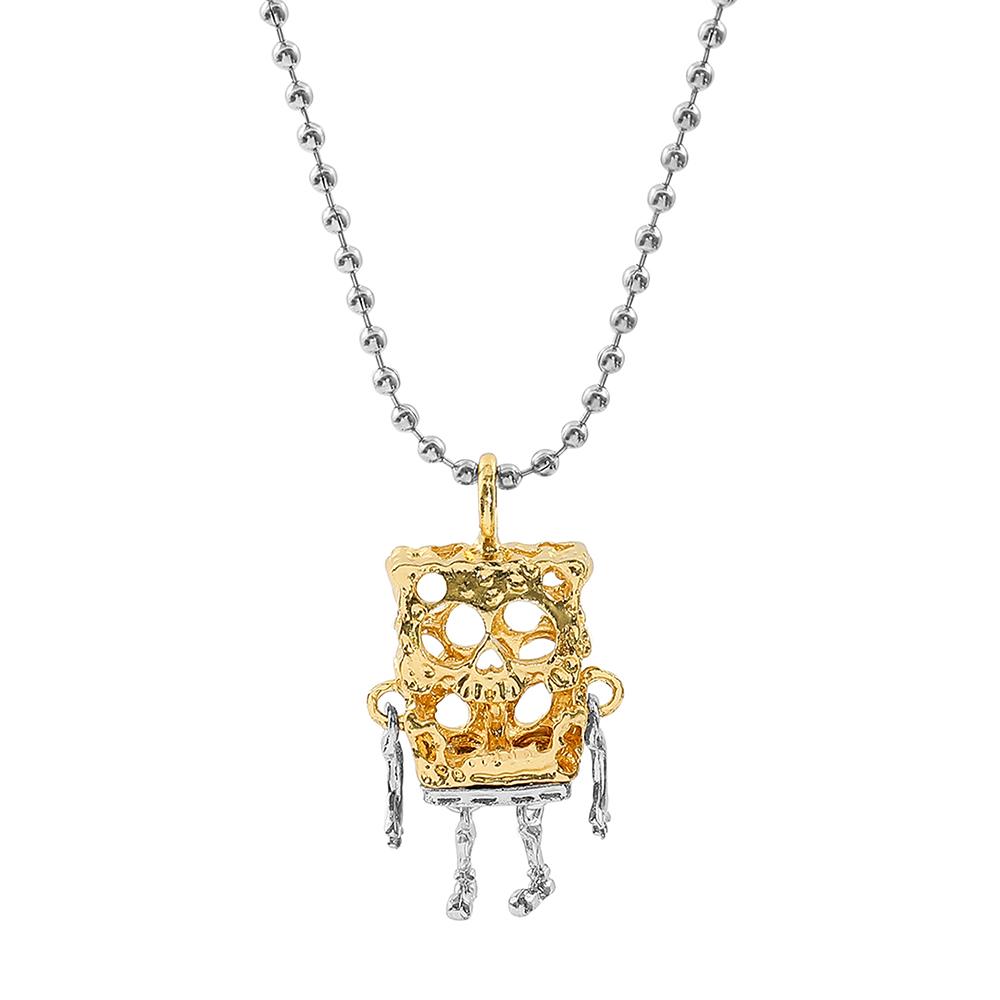 

Spongebob Squarepants Skeleton Shaped Pendant Necklace Punk Style Men s Accessory Trendy Cartoon Decoration Collectible Toy