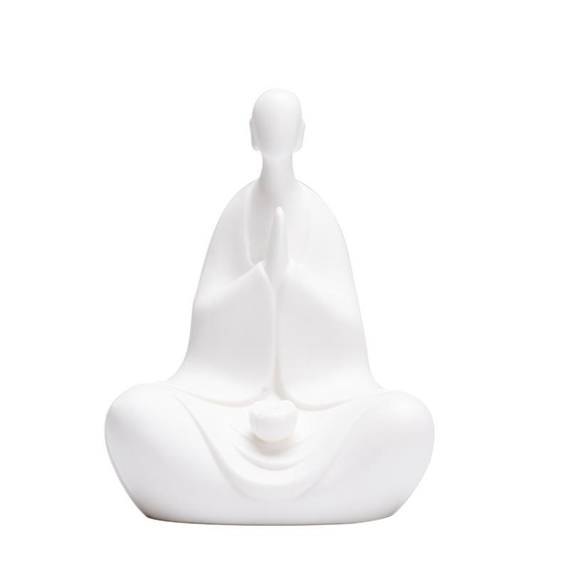 Beyaz Porselen Küçük Süsler, Seramik Zen Buda Dekorasyonu, Rahip Heykelciği, Çay Hayvanı Buda Dekoru