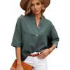 2026 Women's Casual Solid Color Five-Sleeve Loose Plus Size Pullover Shirt