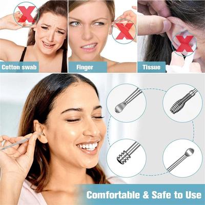 6PCS Edelstahl Earpick Ohr Reiniger Löffel Ohr Pflege Reinigung Werkzeug Ohrenschmalz Entfernung Kit Ohr Pick Vax Entferner Reiniger Gesundheit