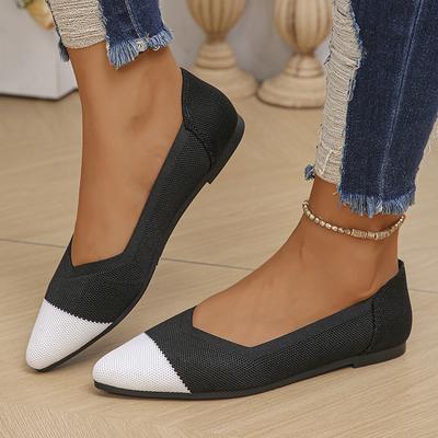 Damenschuhe Mesh Atmungsaktive spitze Zehenpartie Flache Schuhe Mode Weiche Unterseite Strickschuhe Weibliche Casual Slip-on Schuhe Loafers