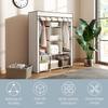 Multi-Storage Wardrobe, 8 Shelves, 2 Hanging Rails, Cream Non-Woven Fabric