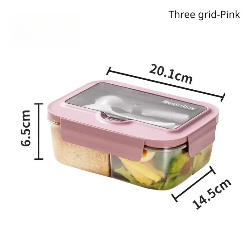 Lunch Box with Tableware for Office Workers Square Divided Microwave Oven Bento Box Leakproof Food Container for Picnic Camping