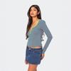 Women S Striped Color Block Knit T Shirt Slim Fit V Neck Long Sleeve