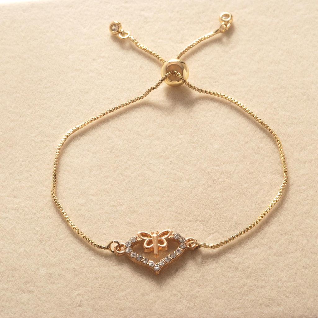 European Heart & Butterfly Adjustable Bracelet - Women’s Fashion Jewelry