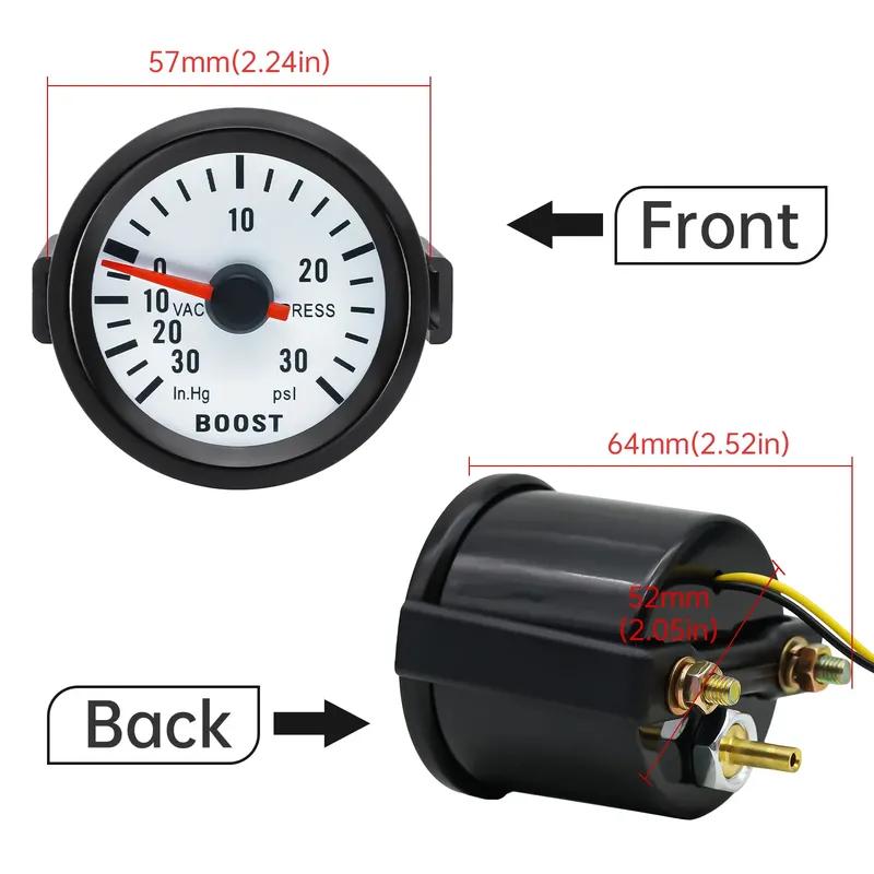 52mm 12V Car Water Temp Gauge Turbo Boost Meter Oil Press Gauge Voltage Indicator Pointer For 12V Car Vehicle Auto Accessories