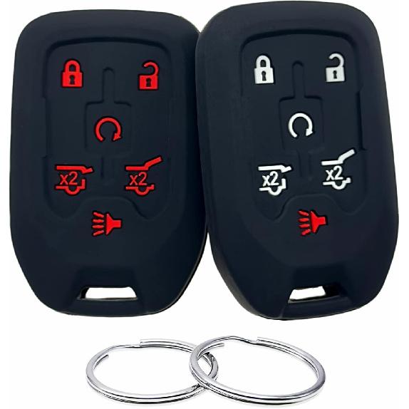 Silicone Rubber Key Fob Cover Compatible with 2014-2021 Chevrolet Suburban Tahoe GMC Yukon Yukon XL HYQ1AA