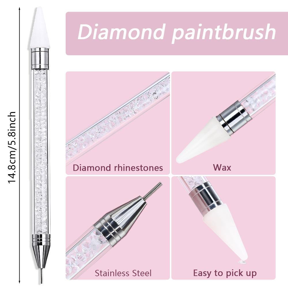 1Pc Dual-ended Rhinestone Gems Picker Dotting Pen Wax Pencil Acrylic Handle Crystal Studs Picker Manicure Nail Art DIY Tools